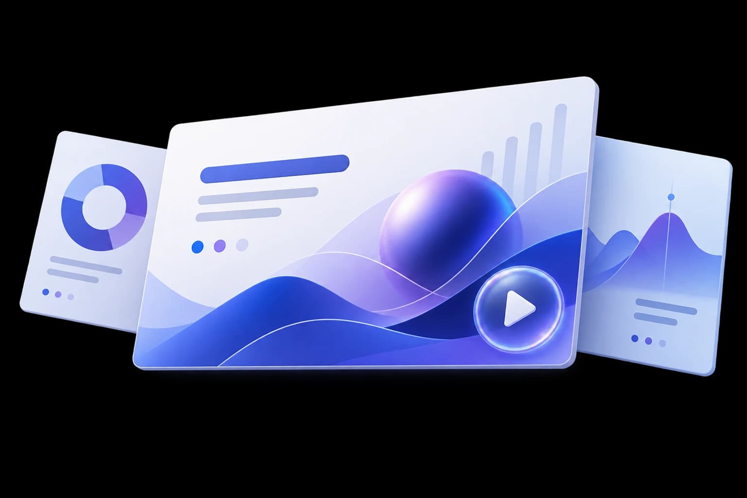 A polished stack of purple and blue presentation slides ready to present